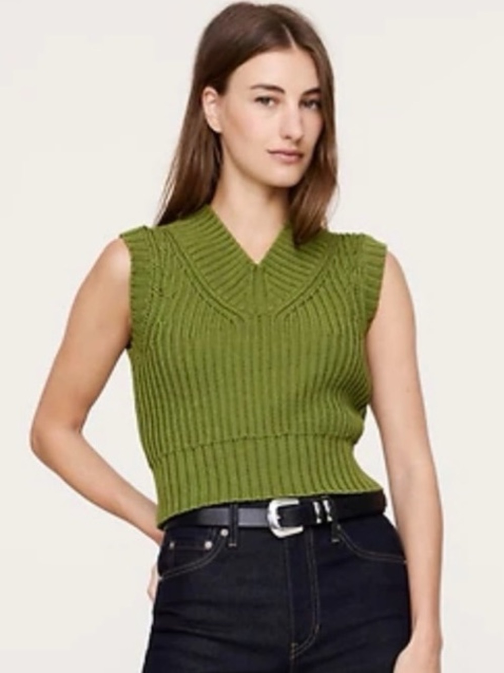 Banana Republic Cotton V-Neck Cropped Sweater-Vest size S